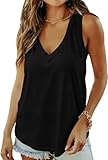 ELFIN Damen V-Ausschnitt Tank Top Ärmellos Sommer Basic T-Shirts Casual...