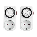 Mechanische Zeitschaltuhr Steckdose, G-Homa 2er Set 24-Stunden-Programm...