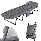 Feldbett mit Matratze, Gästebett Klappbar Campingbett mit Seitentasche &...