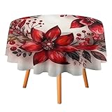 MKLYR Runde Tischdecke, Girlande mit roten Blumen, bedruckt,...