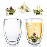 Creano Glas doppelwandiges Thermoglas 250ml „DG-Hoch“, 2er Set + 2...