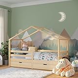 Bellabino Abia Kinderbett 90x200 cm – Hausbett mit Matratze,...