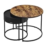 VASAGLE Couchtisch rund, 2er Set, Beistelltisch, Satztisch, modern,...