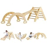 COSTWAY Kletterdreieck mit Rutsche, Kletterbogen, inkl. doppelseitige...