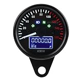 Qiilu Universal Tacho Motorrad, Universale 0~160 KM/H Moto Digitale LED LCD...