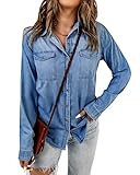 Vetinee Bluse Lang Damen Bluse Damen Herbst Lapis-Air Größe Large Passt...