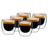 GLASWERK Design Espressotassen Set (6 x 80 ml) - doppelwandige...