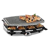 Cloer 6430 Raclette-Grill mit Naturstein, 1200 Watt, 8 Pfännchen...