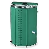 FIVMEN Regentonne 750 Liter Regenwassertonne Regenfass PVC Faltbar...