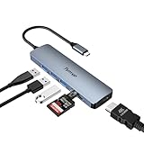 Tymyp 6 in 1 USB C Hub, USB C Adapter, 4K HDMI, USB 3.0 x 3, SD/TF,...