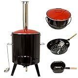 Lemodo Gulaschkanone Raketenofen mit 14 L emailliertem Gulaschtopf &...