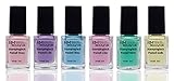 6x5ml Stamping-Lack Pastell Set Rosa Lila Blau Lilac Mint Gelb Nagellack...