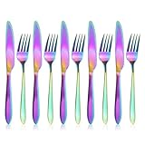 RETON 12 Stück Edelstahl Bunt Besteck Set, Messer und Gabel set,...