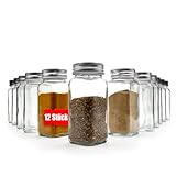 BigDean 12er Set Gewürzgläser eckig - luftdichte Gewürzdosen...