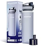AQUAPHOR City Filterflasche 500ml Grau I Flasche mit Wasserfilter für...