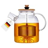 Teekanne aus Glas mit Sieb - 1,6 l Teekanne mit Siebeinsatz - Teekanne mit...