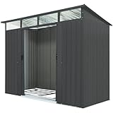 Pergart Gerätehaus Lübeck 86' Holzoptik, Anthrazit & Grün | 4,05 m² mit...