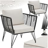 tectake® 2er Set Lounge Sessel, Rattan Sessel, Loungesessel, Gartenmöbel...