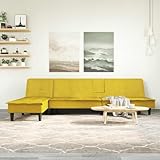 Qnhdfrt Schlafsofa L-Form Gelb 255x140x70 cm Samt mit klappbarem Teetisch...
