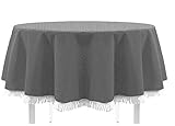 EXKLUSIV HEIMTEXTIL Gartentischdecke mit Fransen Tischdecke rund oval eckig...