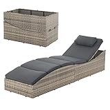 Juskys Sonnenliege Lamia klappbar - Polyrattan Gartenliege mit Auflage,...