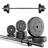 TREX SPORT Langhantel Set 22 kg | Hantelset mit Langhantelstange 120 cm und...