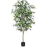 Fopamtri Künstliche Pflanzen Groß 150cm Ficus Benjamina Kunstpflanze mit...