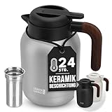 LEBENLANG Thermoskanne 1,5L Keramikbeschichtung - Inkl. Teesieb I 24h Heiß...