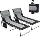 Clevich XXL Liegestuhl klappbar 2er Set, 199×66 cm Übergroße Sonnenliege...