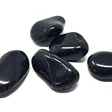 Schwarzer natürlicher polierter Obsidian-Stein - 5 Energiesteine für...