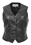 House of Leather Damen Echtes Leder Weste Knopfverschluss Traditionell Stil...