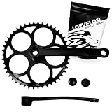 LOEVELOSI 1-Fach Fahrrad Kurbel verstärkter Stahl Crank Set Schwarz mit 44...