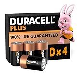 Duracell Plus D Batterien, LR20, 4 Stück, Alkaline Batterien D für...