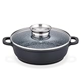 GSW Gourmet Servierpfanne aus Granit mit Aroma Glasdeckel, Pfanne Induktion...