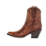 OAKUMSAS Cowboy-Stiefeletten für Damen mit klassischer bestickter spitzer...