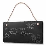 Schöne Schiefer Türschilder für die Haustür mit Gravur - 20x10 cm -...