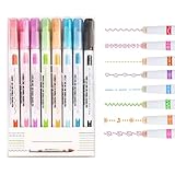 HABNI 8 Stück Farbige Kurvenstifte für Notizen, Stift mit Zwei Enden, mit...