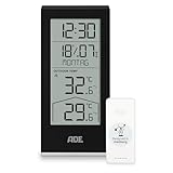 ADE Funkuhr digital mit Temperaturanzeige und Außensensor | Thermometer...