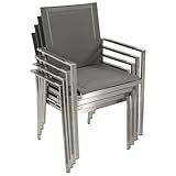 DEGAMO Gartenstuhl Stapelsessel Sydney, Edelstahl gebürstet + Kunstgewebe...