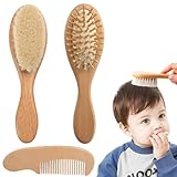 Baby-Haarbürste & Kamm-Set, 3 Stück Personalisierte Haarbürste Baby,...