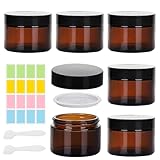 Amber Glas Leerdose, 6 Stück Salbentiegel 50ml Creme Behälter mit 2...