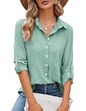 Odosalii Damen Oberteile - Chiffon Hemdbluse - Basic Langarmshirt -...