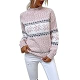 Norweger Pullover Damen Herbst Winter Strickpullover Langarm Winterpullover...