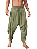Runcati Hosen Herren Einfarbig Loose Fit Sommerhose Wikinger Pirat...