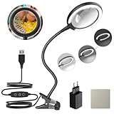 DUDSOEHO 3-Fach Dimmbare Tageslicht-LED Lupenleuchte, Klemmlupe mit 6...