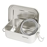 Wenco Premium Lunchbox aus Edelstahl, Mit 2 Fächern, Brotdose mit 800 ml...