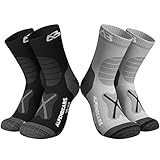 Premium Wandersocken aus Merino Wolle - [2 Paar] - Profi Trekkingsocken zum...