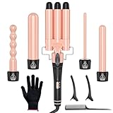OBVHNUA 5 in 1 Lockenstab 3 Fässer Welleneisen 9-32mm Keramik...