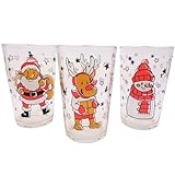 Weihnachtsgläser 3er Set 215 ml – Trinkgläser mit Weihnachtsmann,...