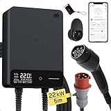 dé Typ 2 Wallbox 22kW mit APP und RFID, 6-32A 3-Phasen EV-Ladegerät 400V...